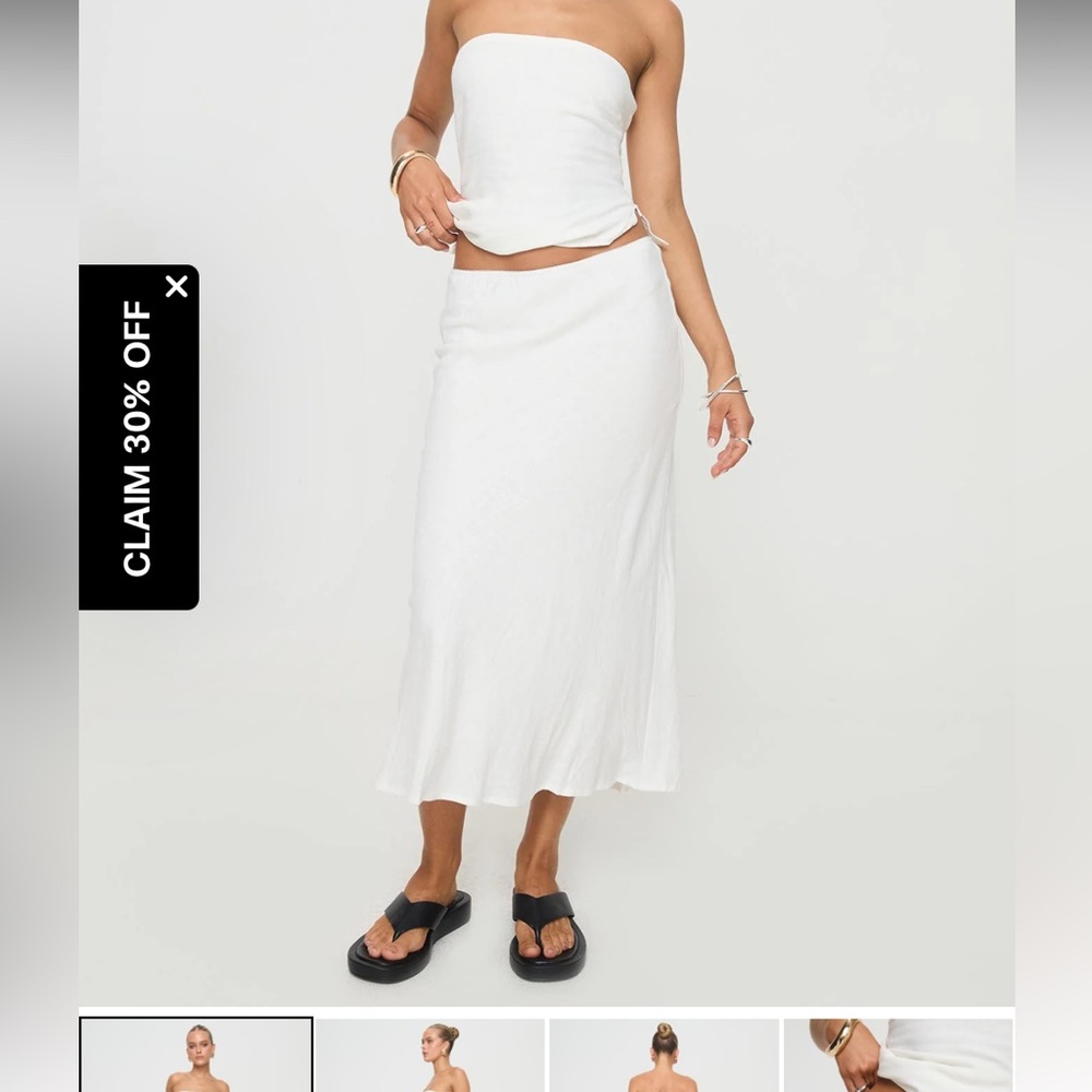 Princess Polly Ermias Linen Blend Midi Skirt White Size US 0